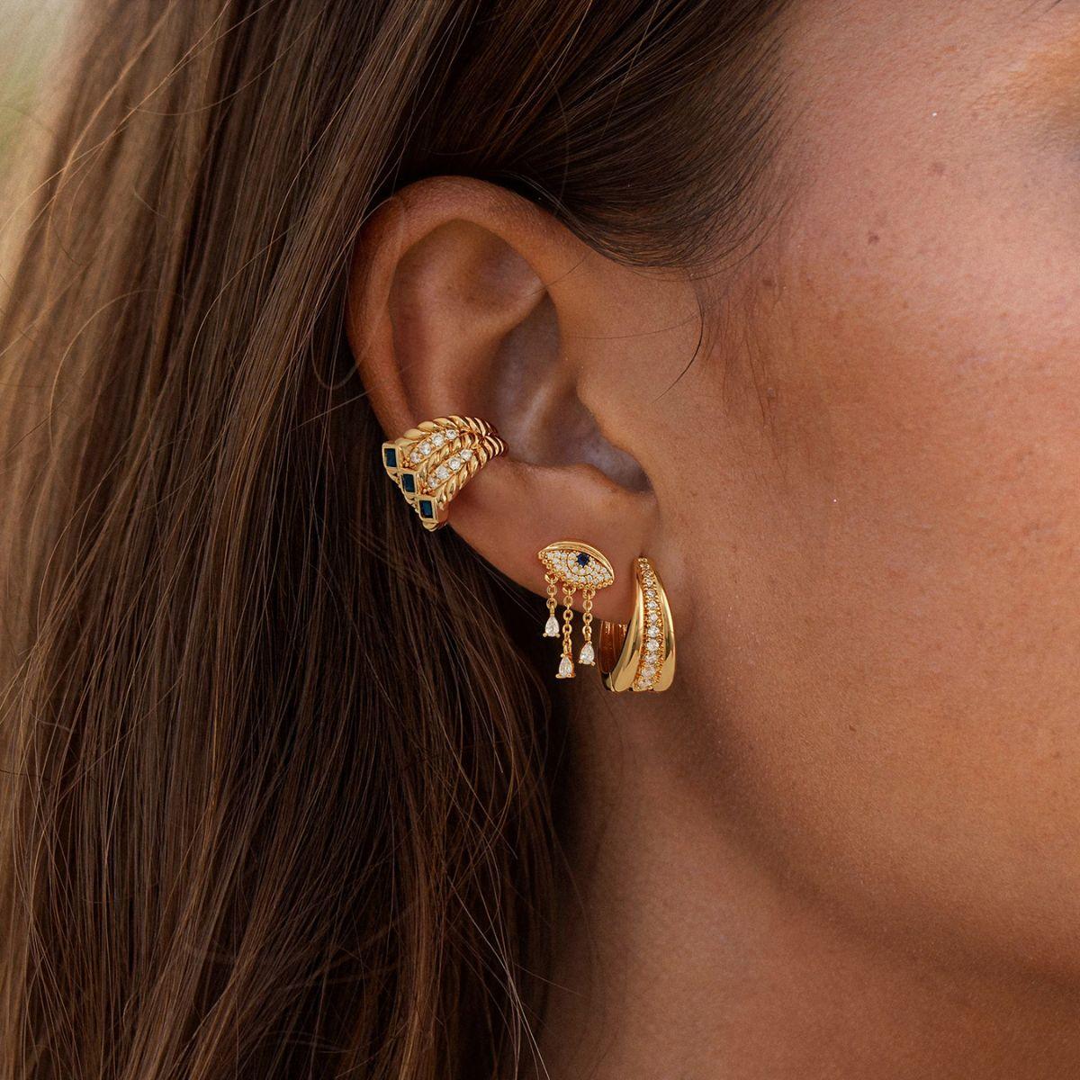 Trio Beaded Pave Ear Cuff