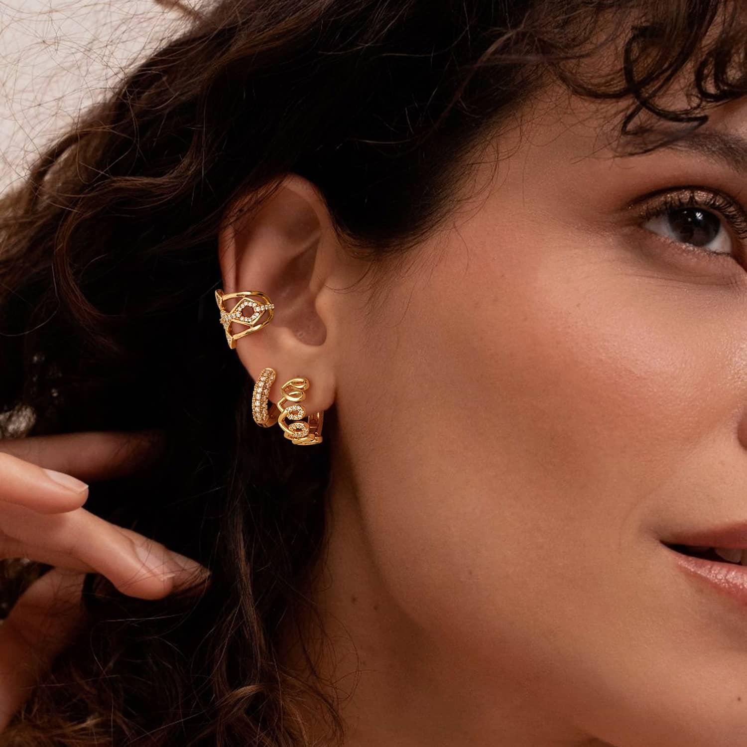 Link Heart Huggie Earrings