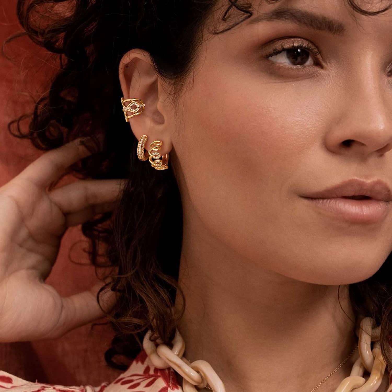 Link Heart Huggie Earrings