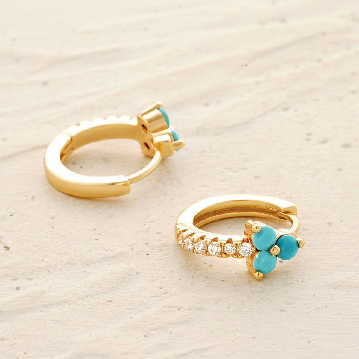 Turquoise Flower Hoop Earrings