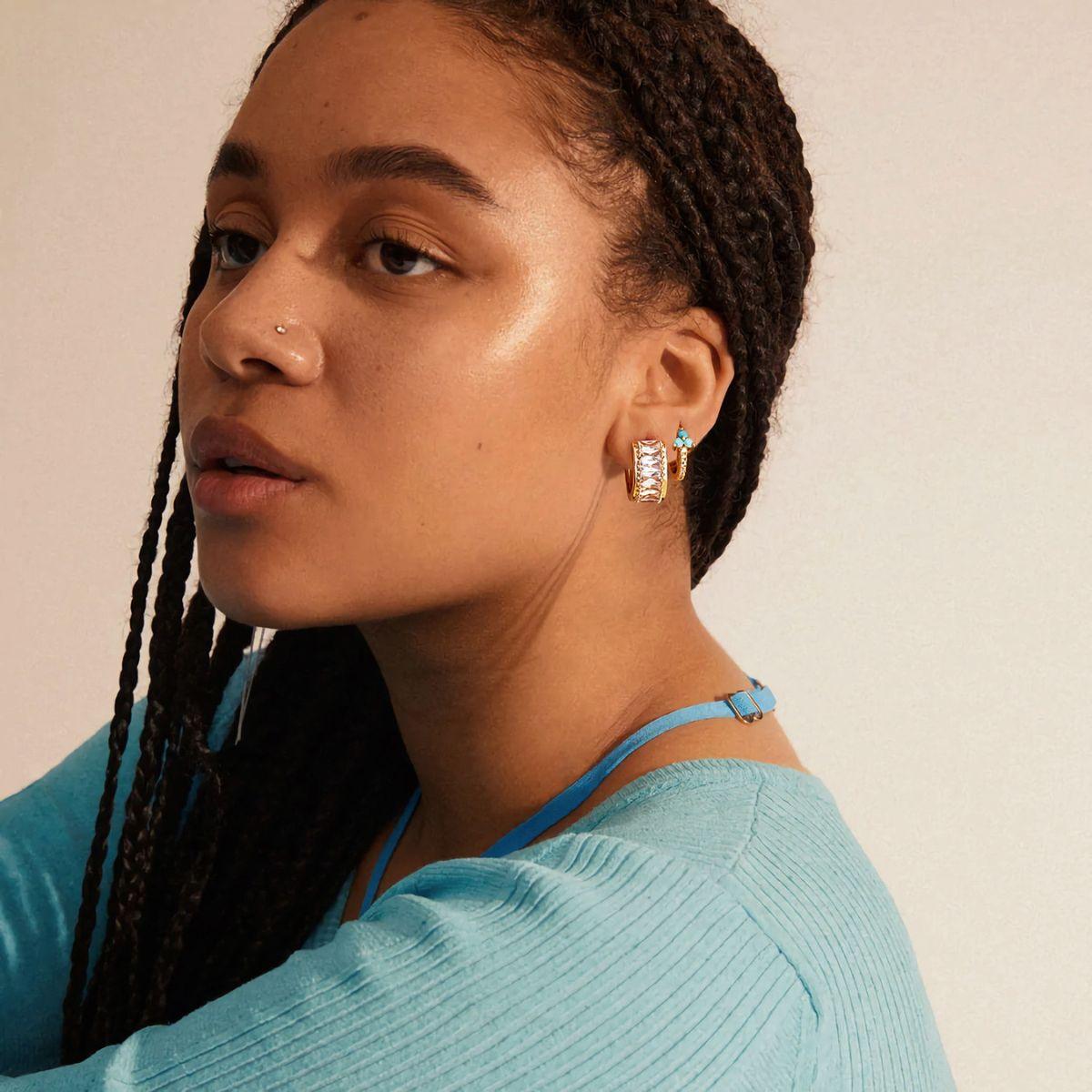 Turquoise Flower Hoop Earrings