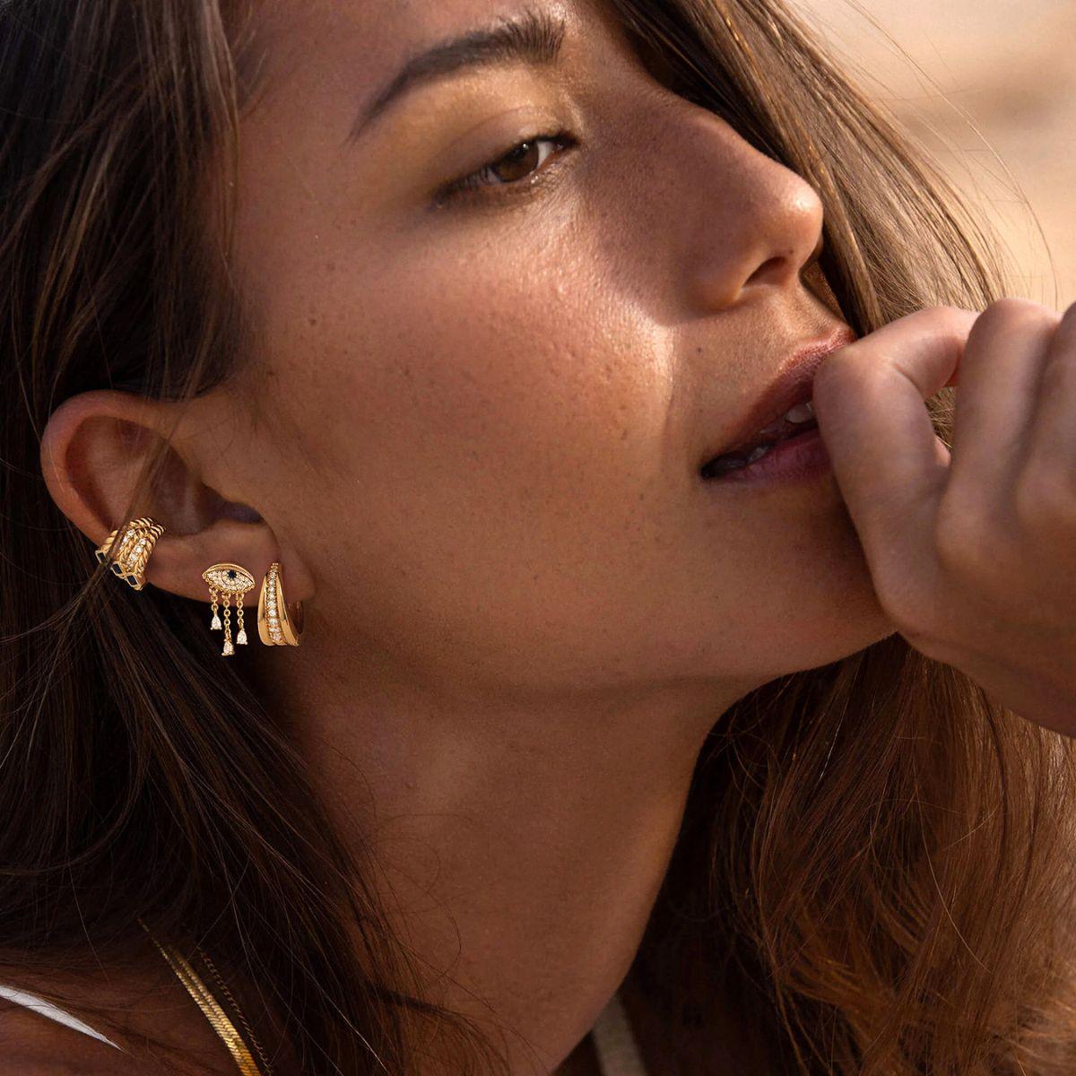 Trio Beaded Pave Ear Cuff