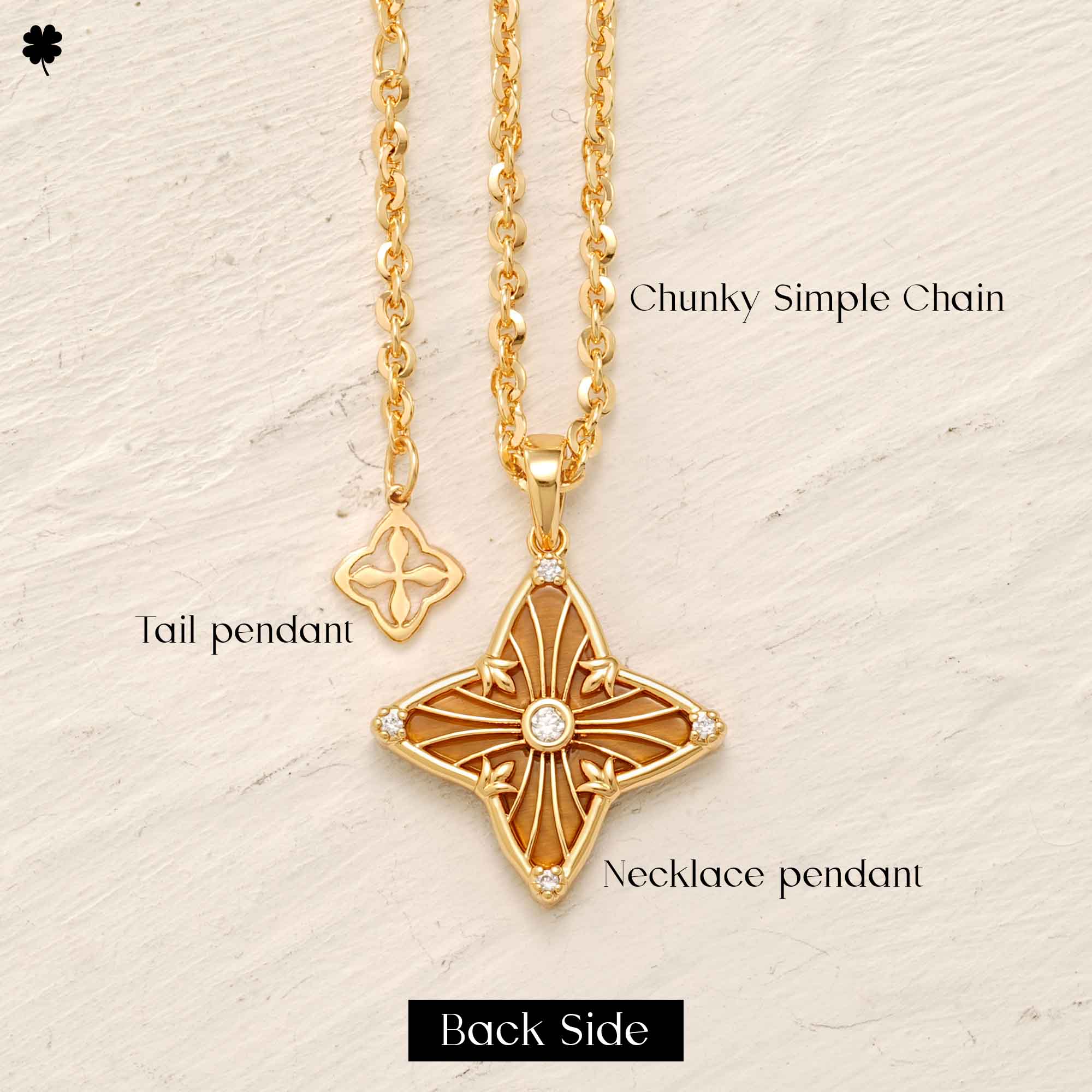 Gold Clover Pendant Necklace