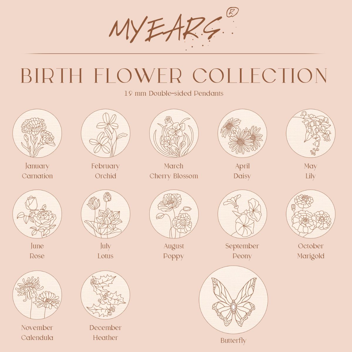 Gold Birth Flower Necklaces