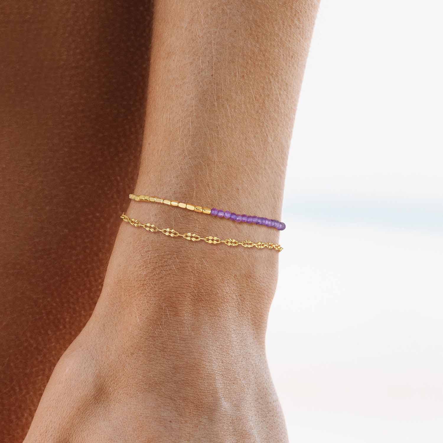 Beaded Chain Gem Bracelet
