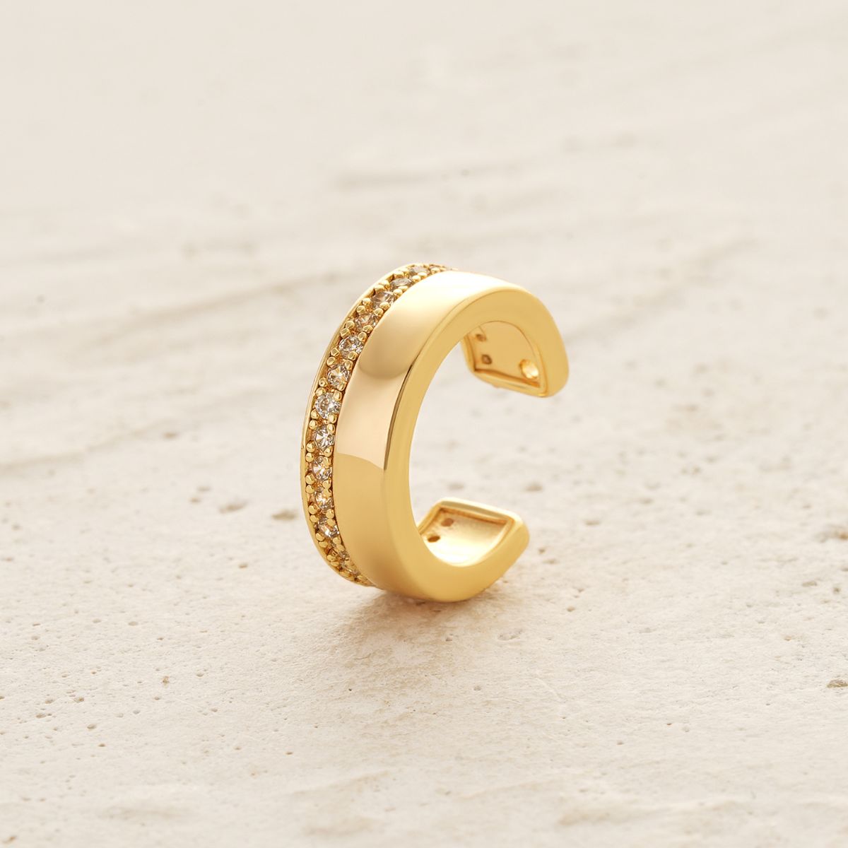 Gold Polished Pave Ear Cuffs