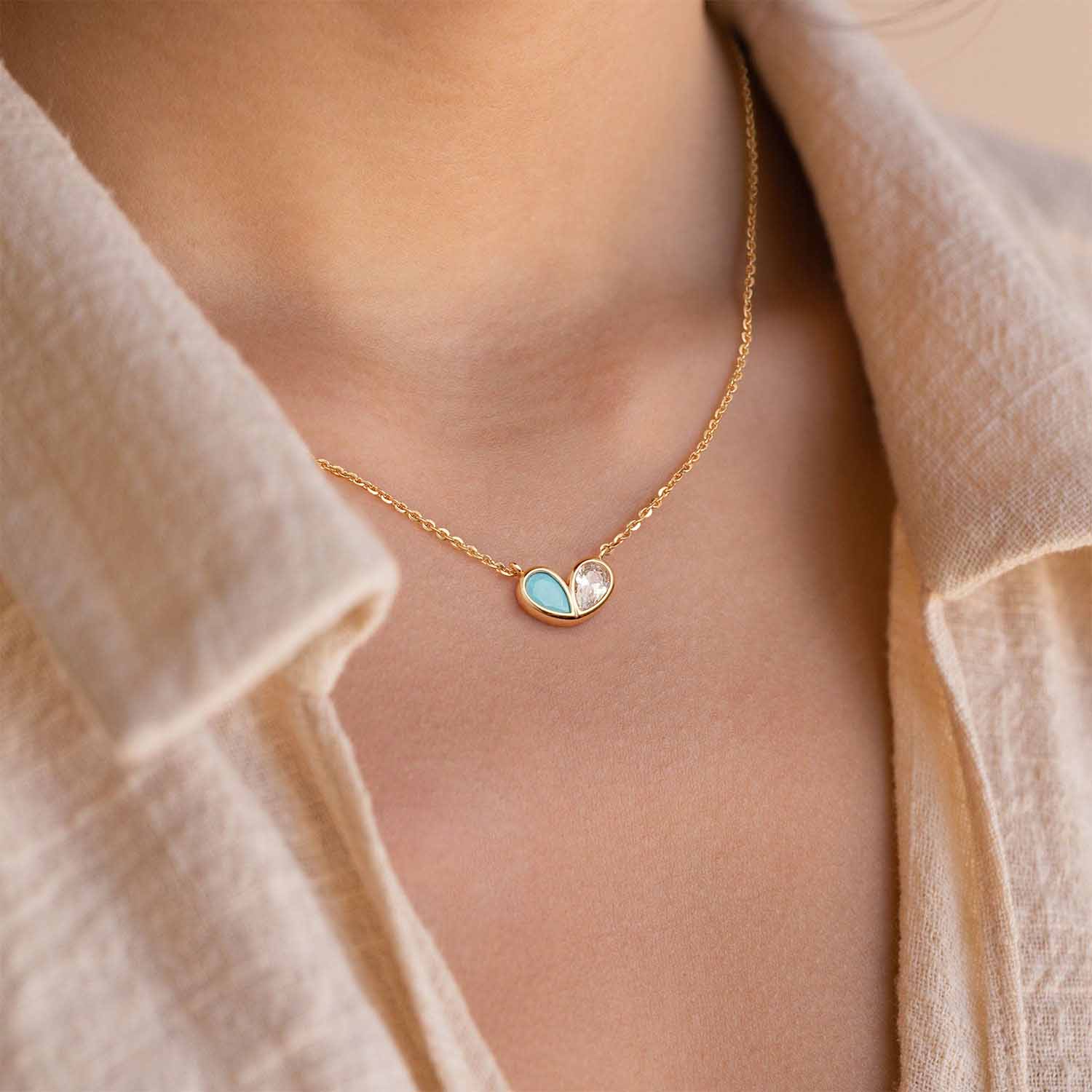 Heart Twe Stone Necklace