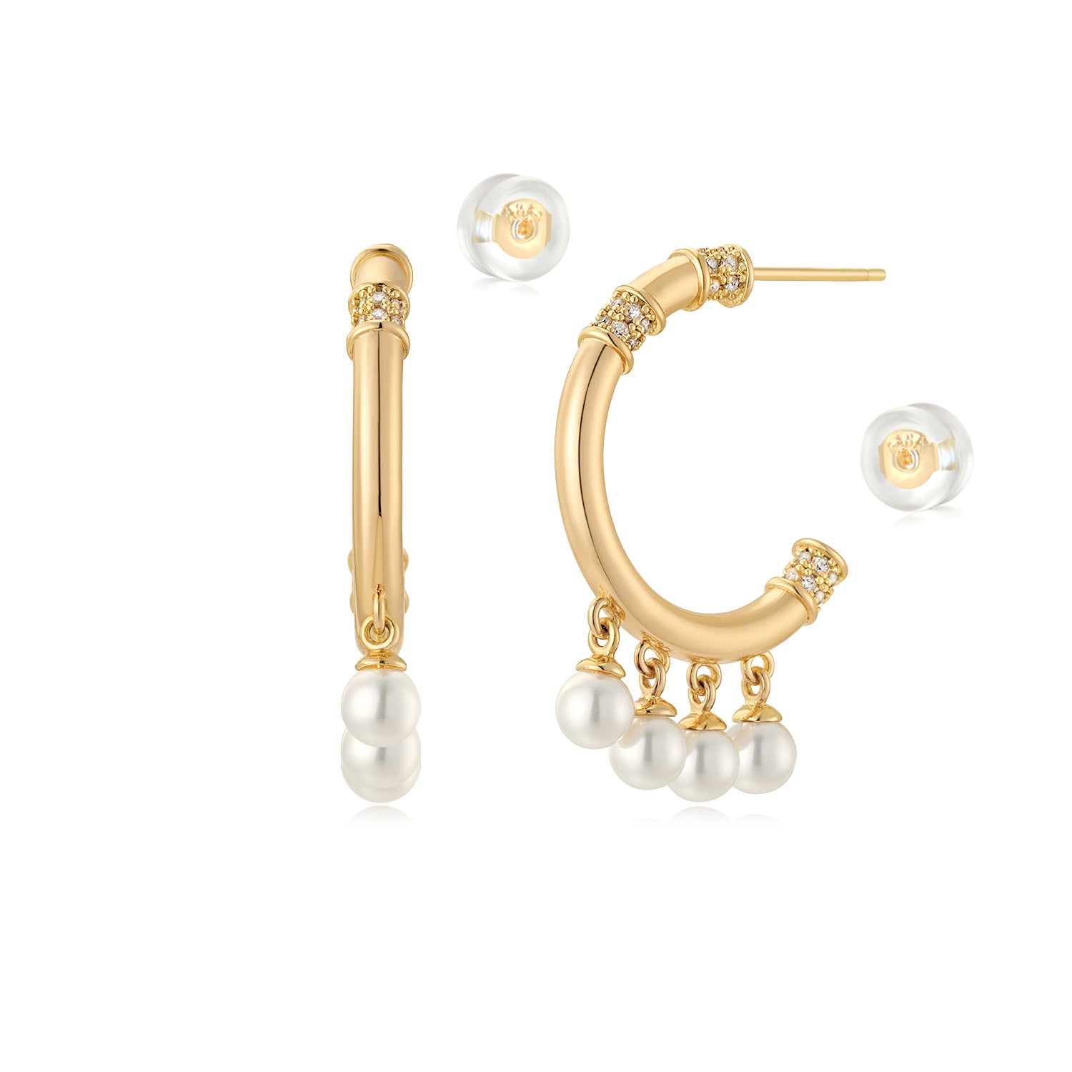 Gemstone Dangle Open Hoop Earrings