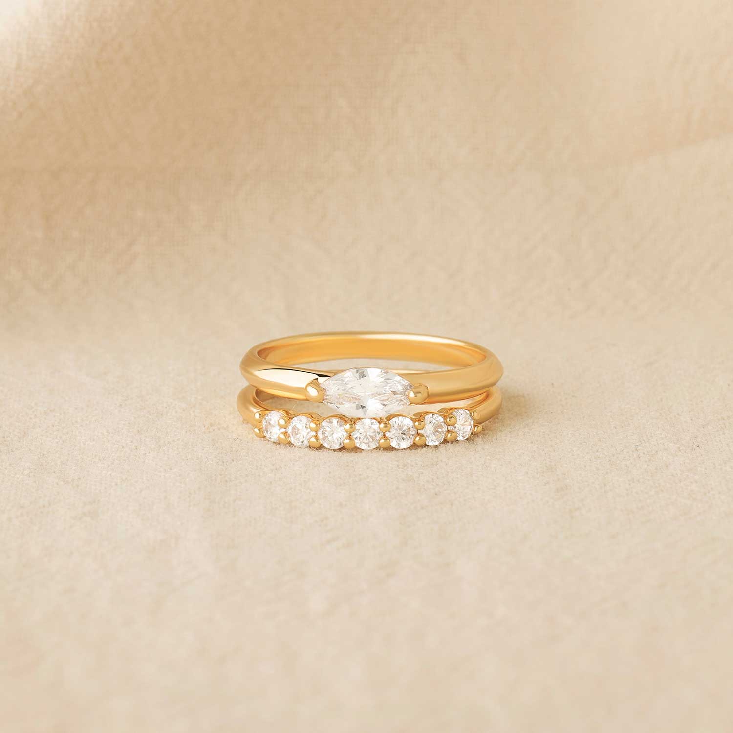 Gold Cubic Zirconia Guard Ring