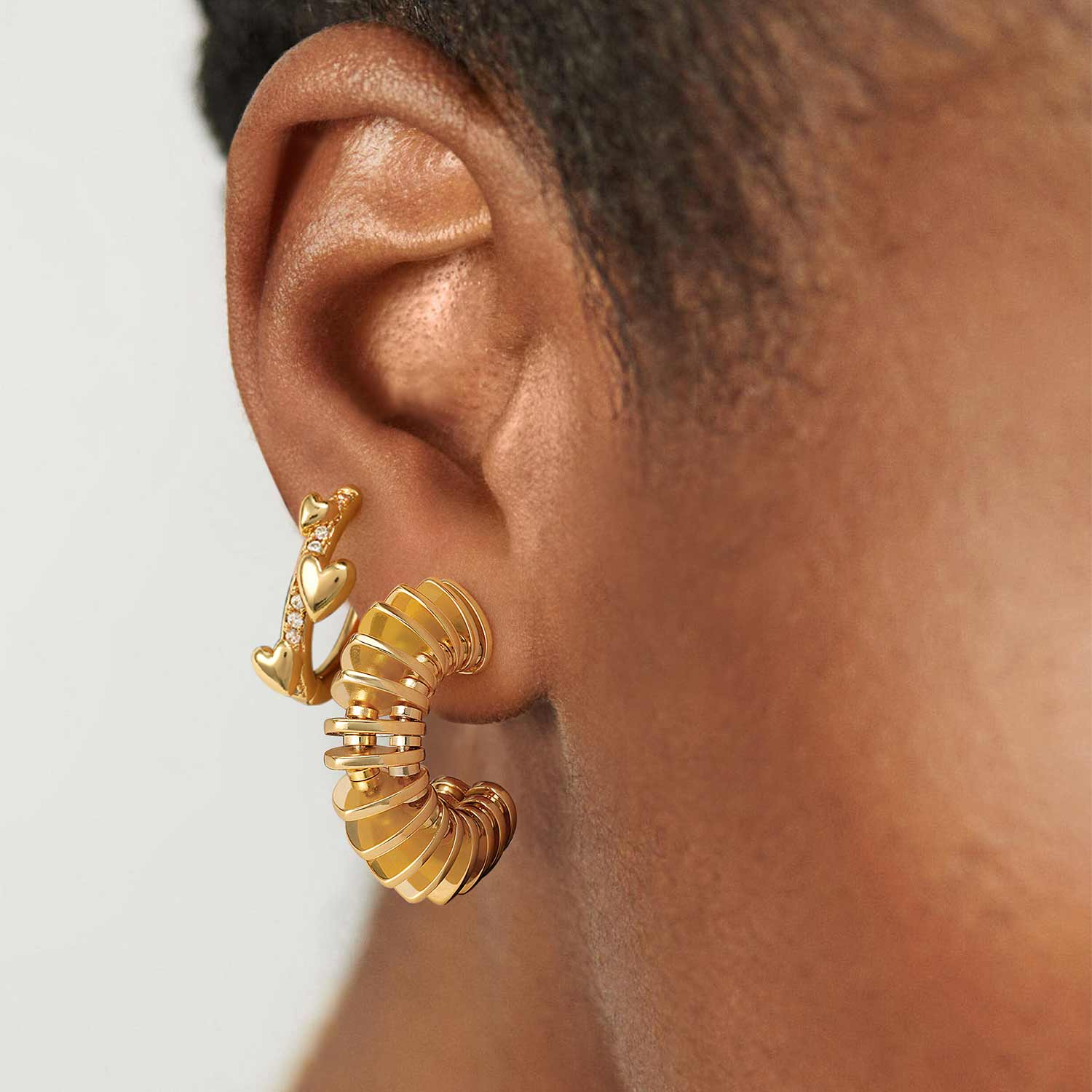 Chunky Multiple Link Open Hoop Earrings