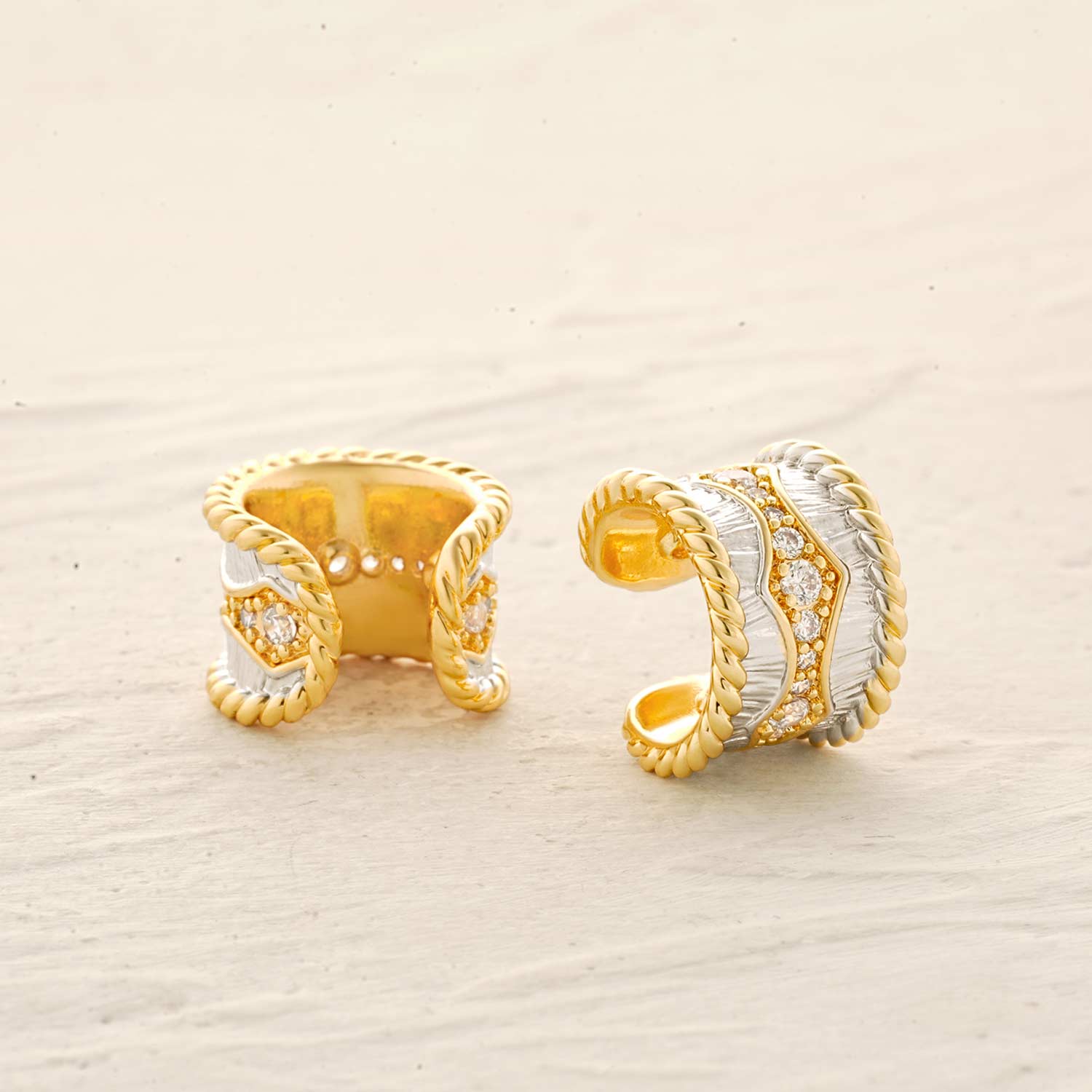 Wavy Twisted Band Ear Cuffs