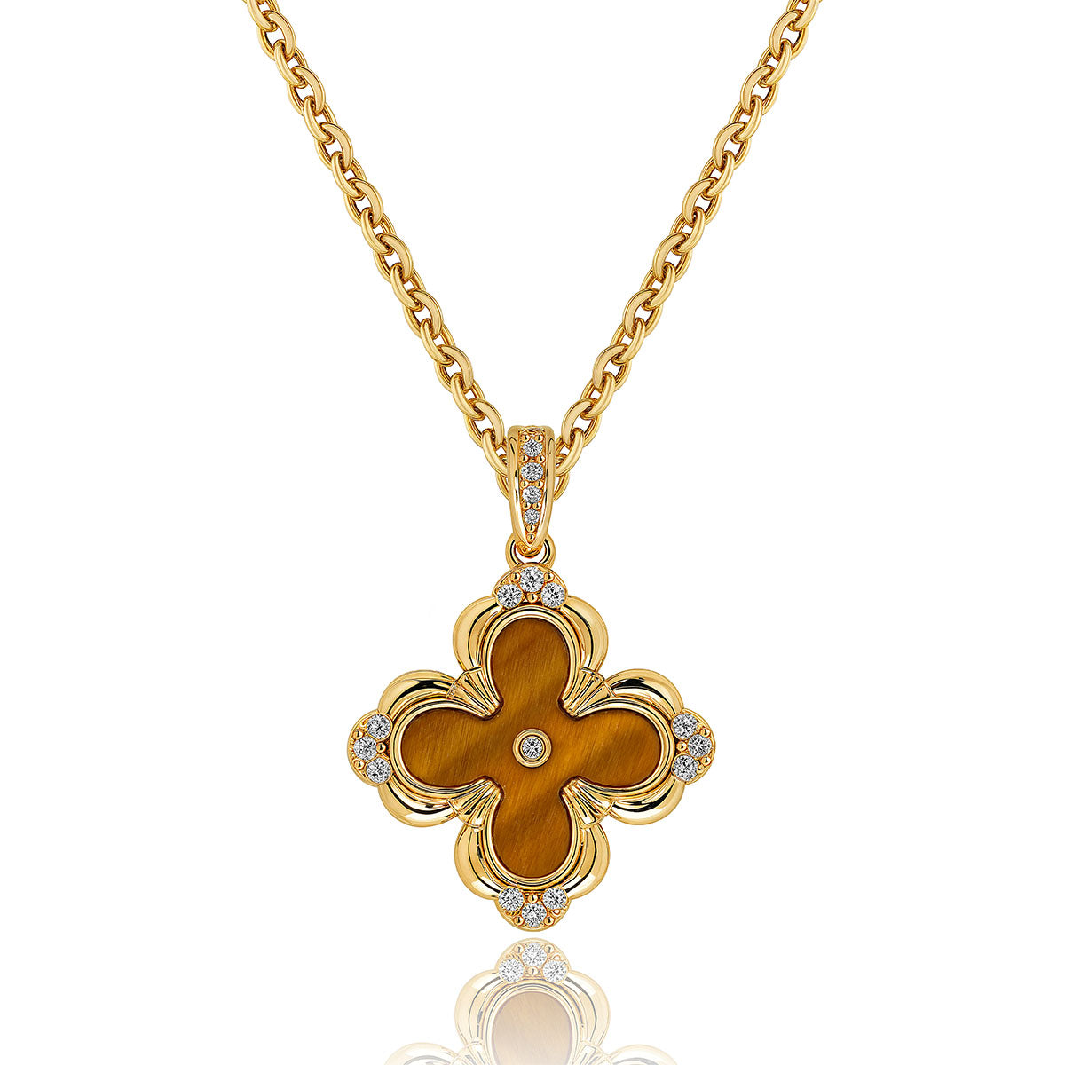 Gold Clover Flower Pendant Necklace