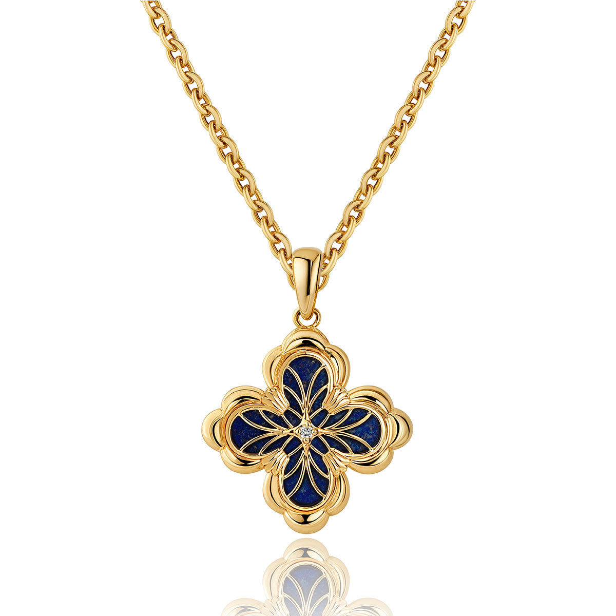 Gold Clover Flower Pendant Necklace