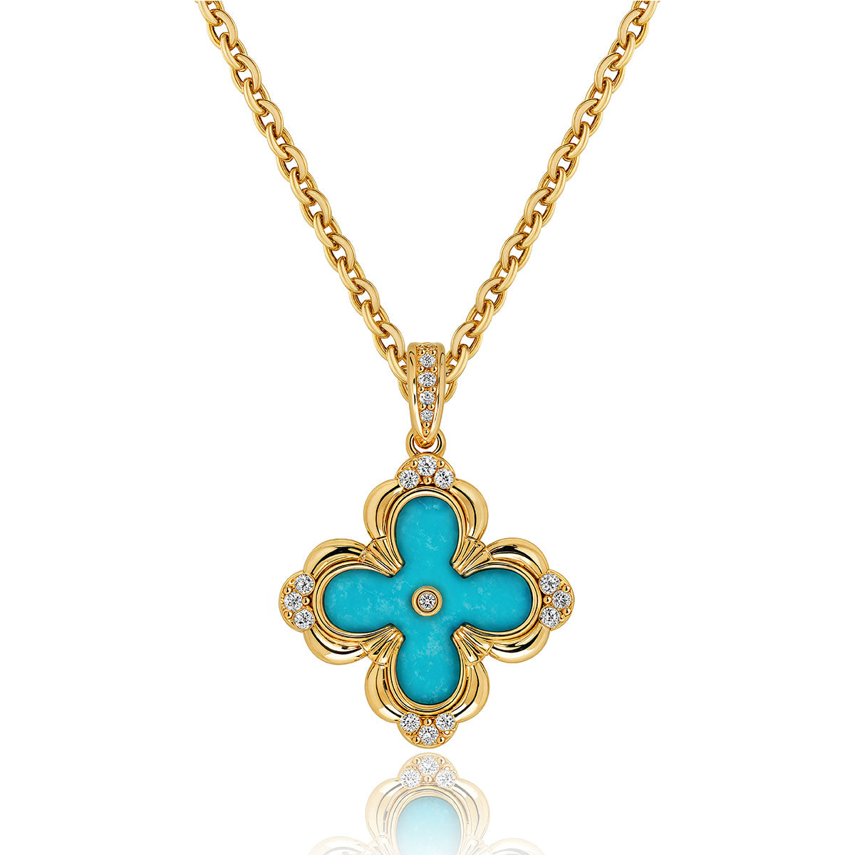 Gold Clover Flower Pendant Necklace
