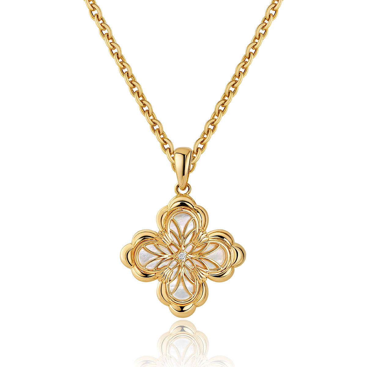 Gold Clover Flower Pendant Necklace