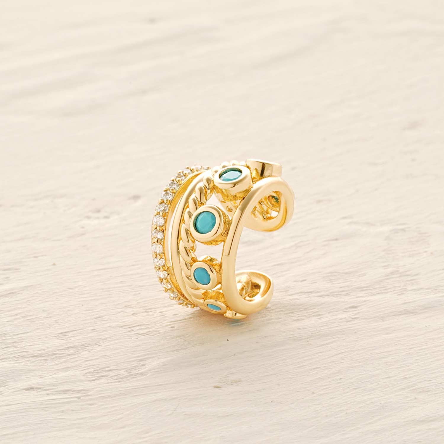 Turquoise Triple Hoop Ear Cuffs