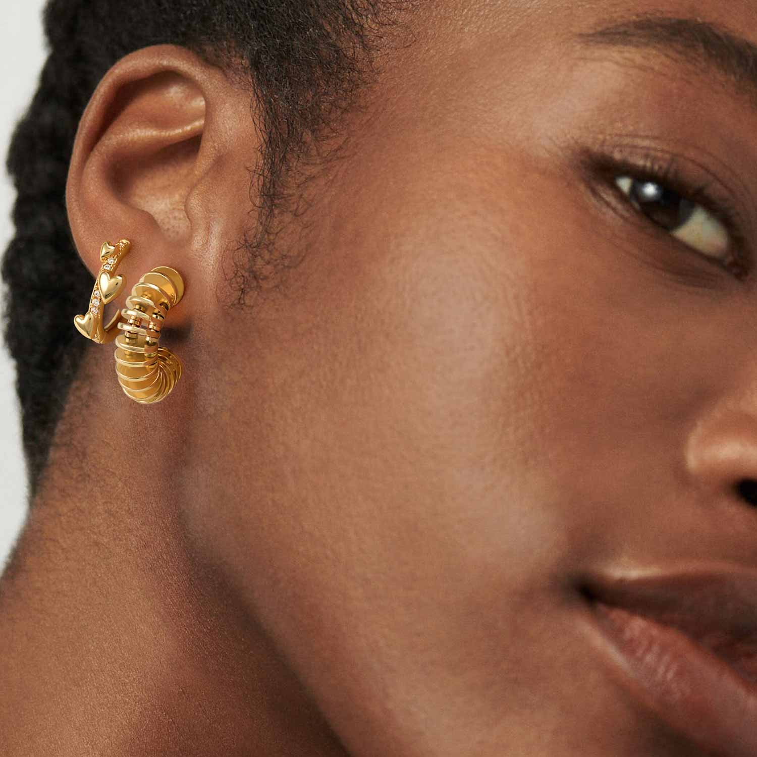 Chunky Multiple Link Open Hoop Earrings