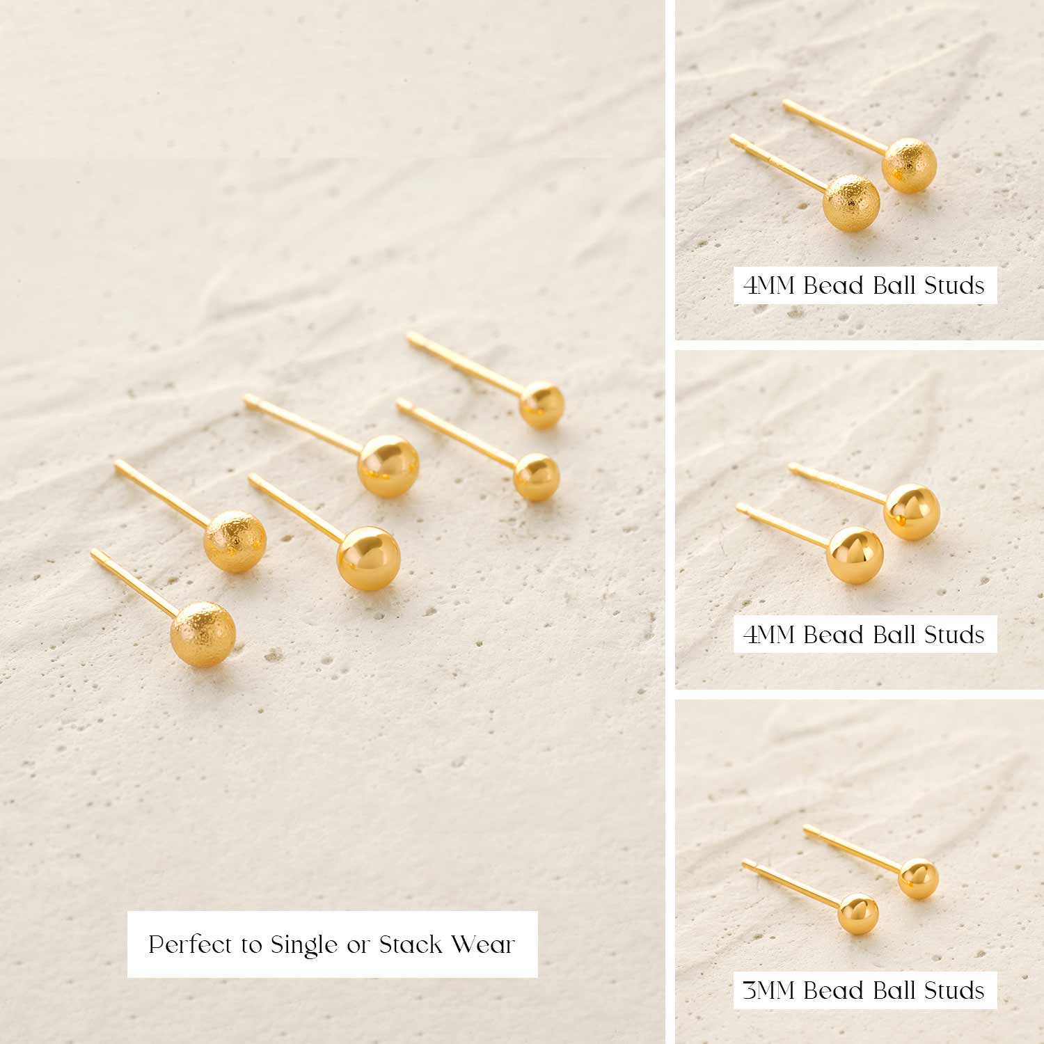 Bead Balls Stud Earrings Set