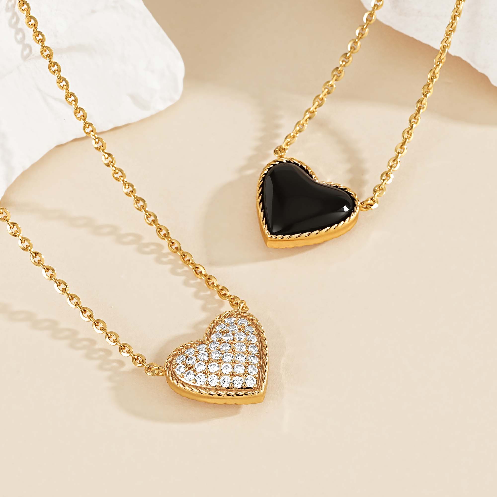 Gold Natural Stone Heart Necklace