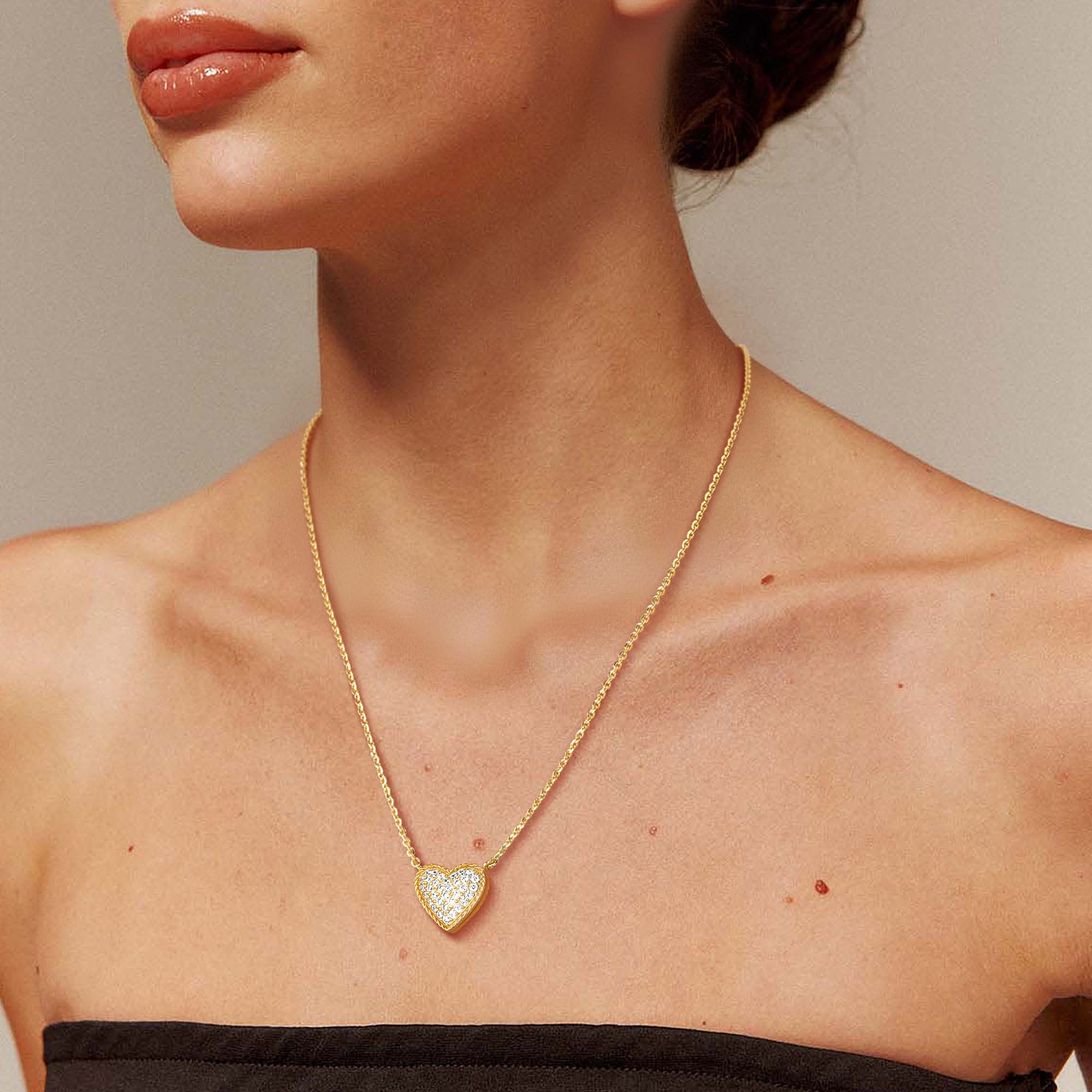 Gold Natural Stone Heart Necklace