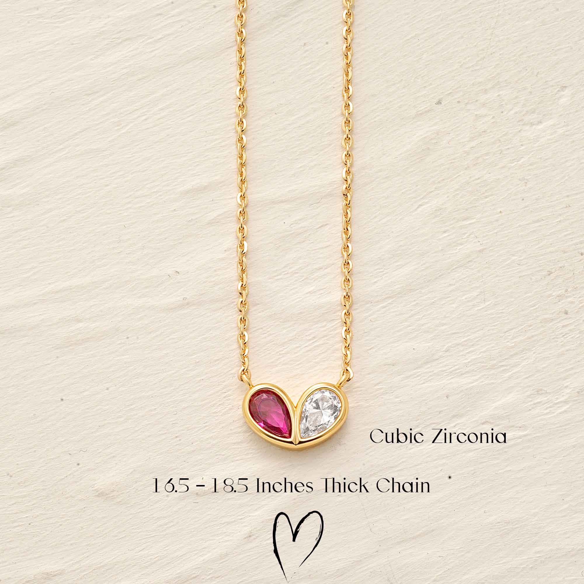 Heart Twe Stone Necklace