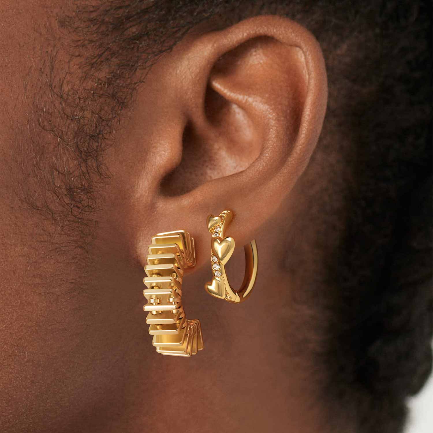 Chunky Multiple Link Open Hoop Earrings