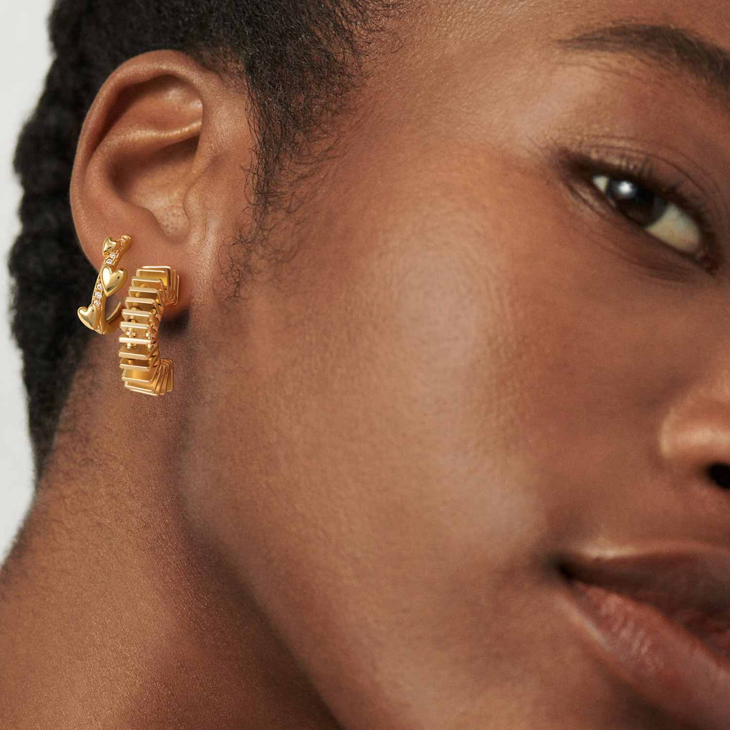 Chunky Multiple Link Open Hoop Earrings