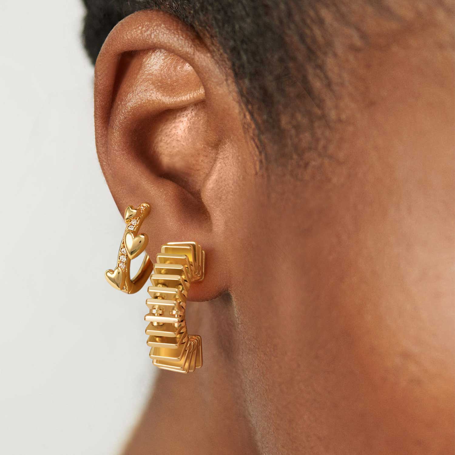 Chunky Multiple Link Open Hoop Earrings