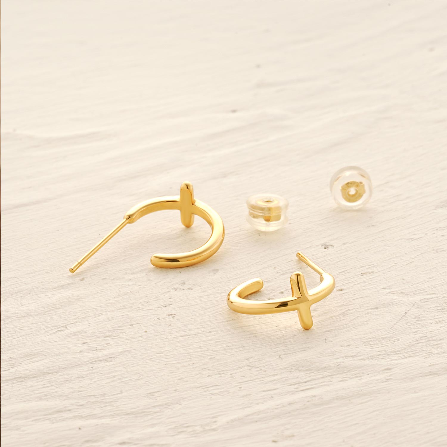 Cross Open Hoop Earrings