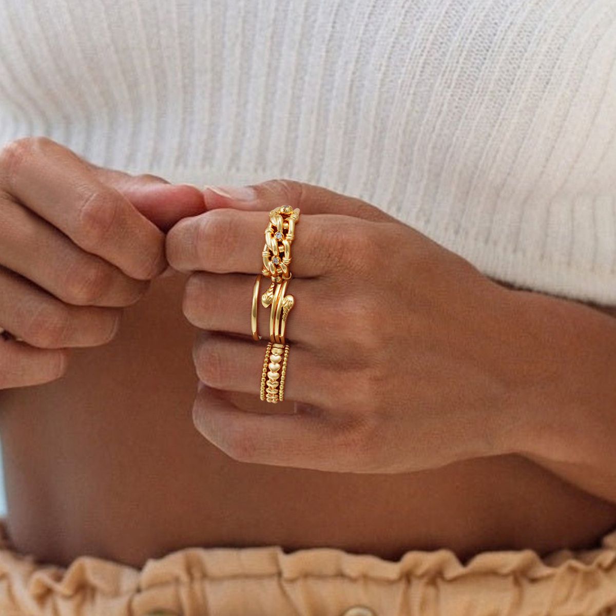 4MM Heart Stack Ring