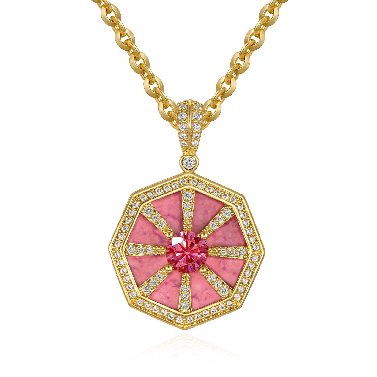 Octagonal Round Pendant Necklace