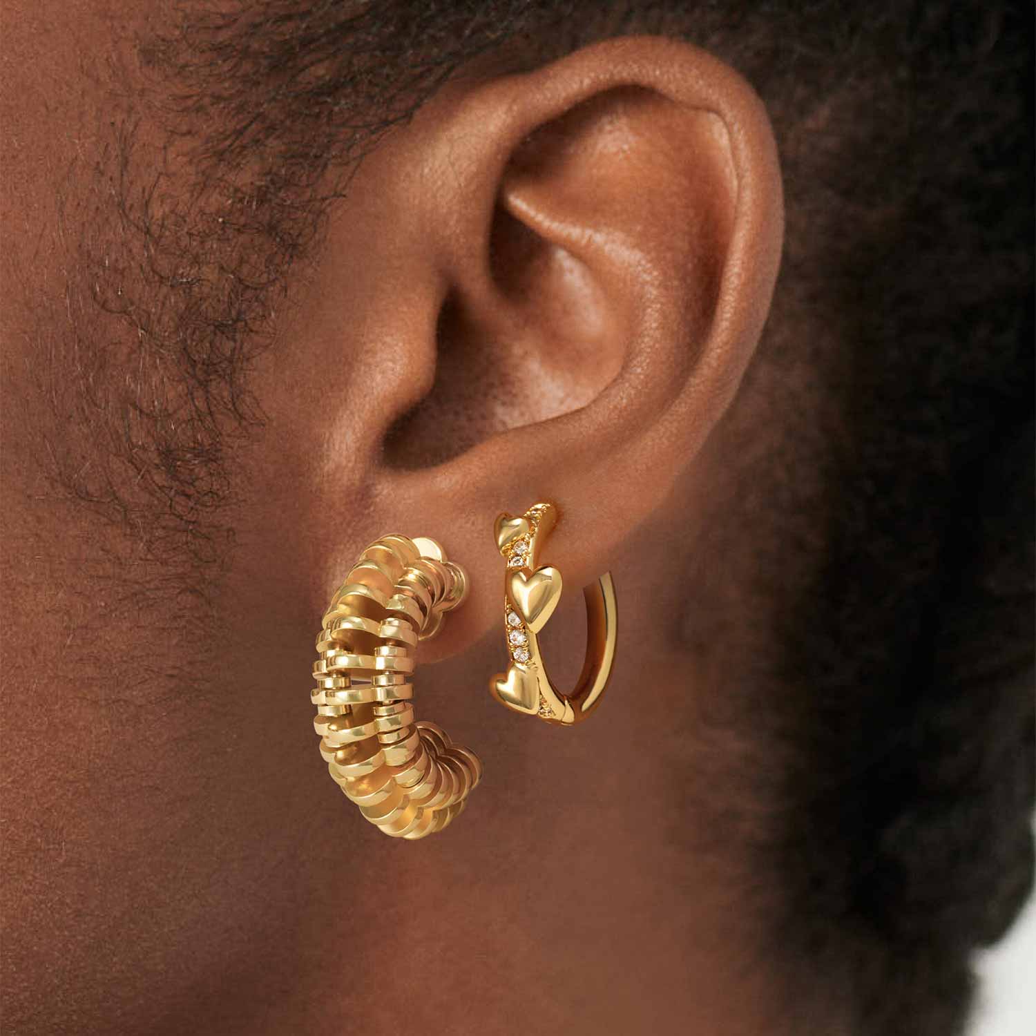 Chunky Multiple Link Open Hoop Earrings