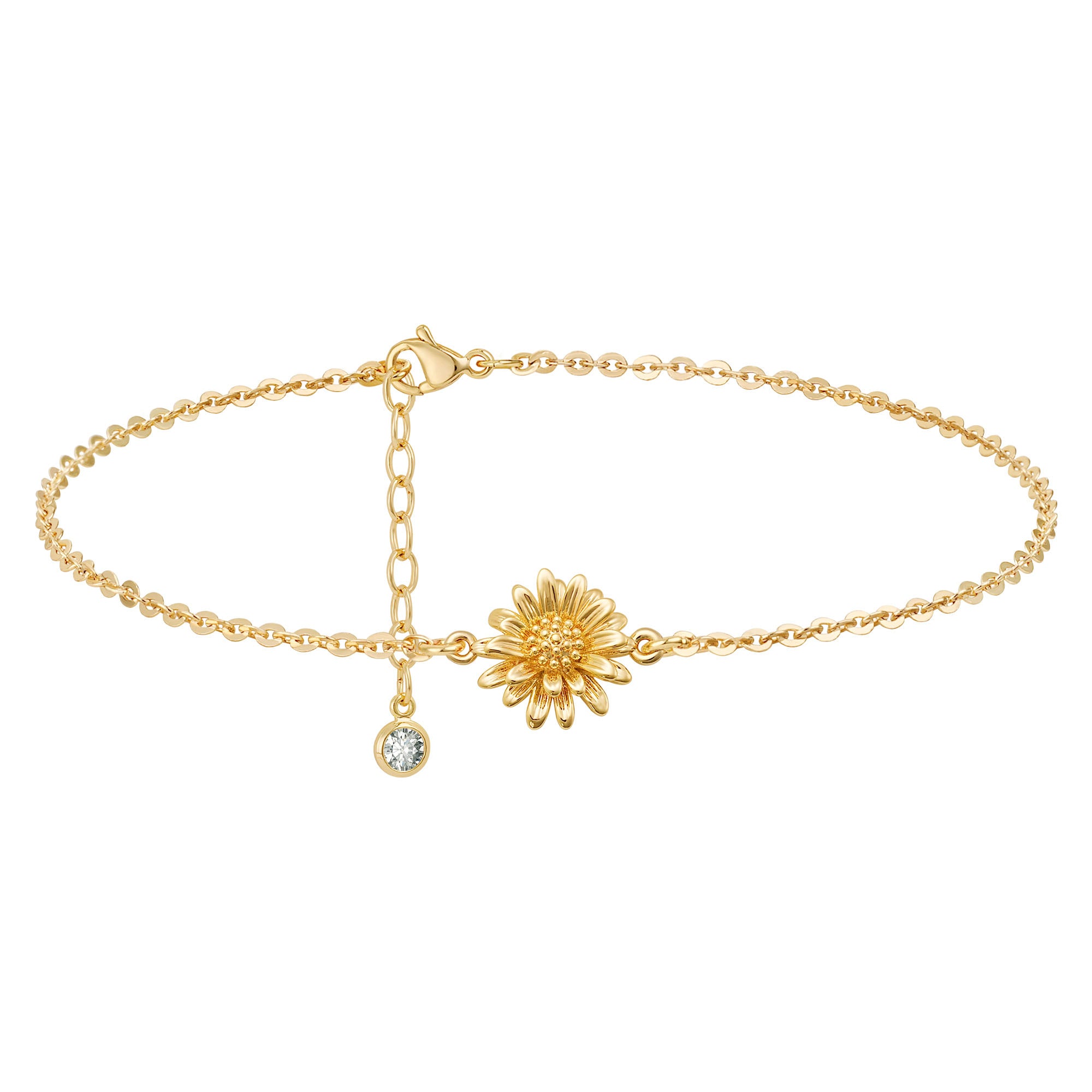 Gold Birth Flower Charm Bracelet