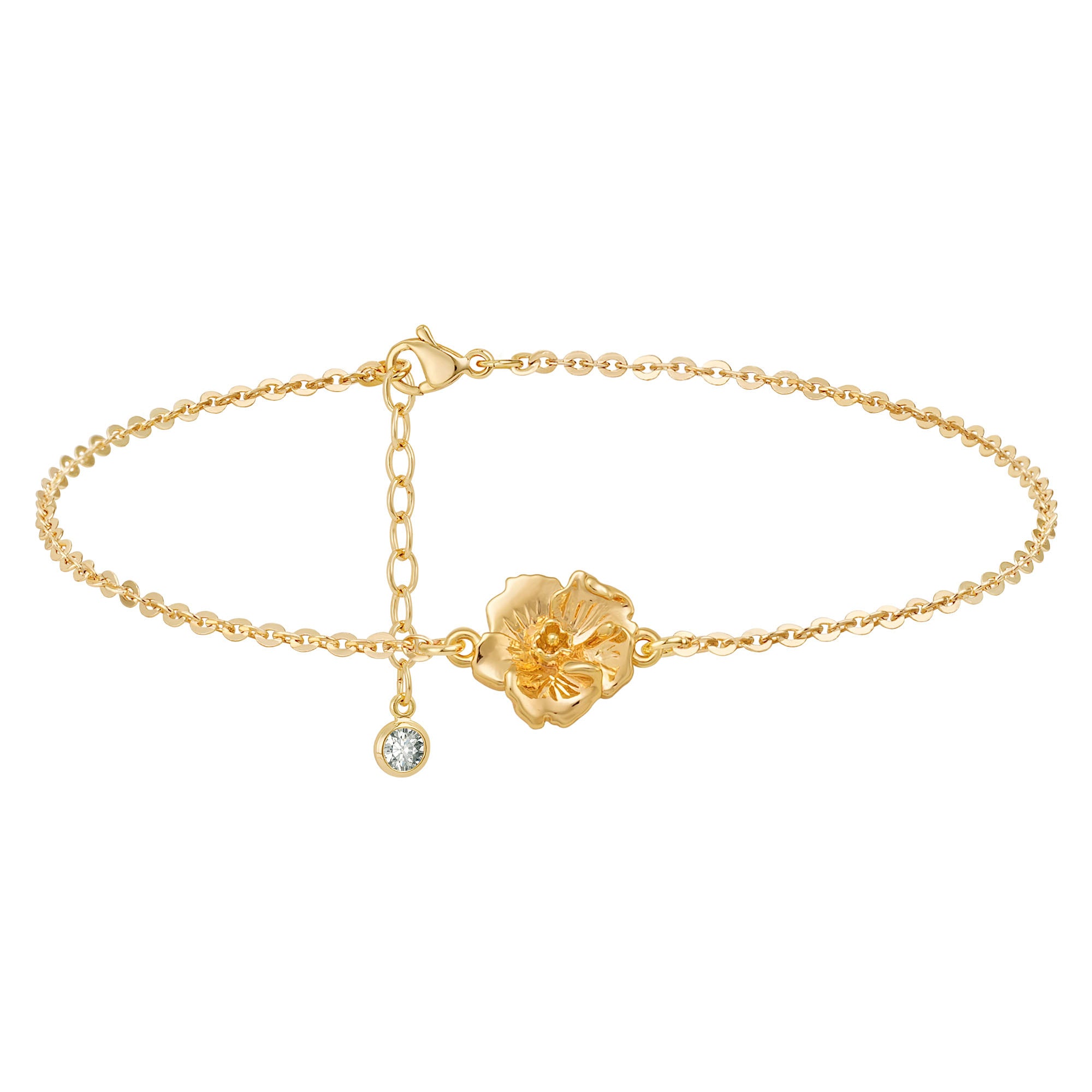 Gold Birth Flower Charm Bracelet