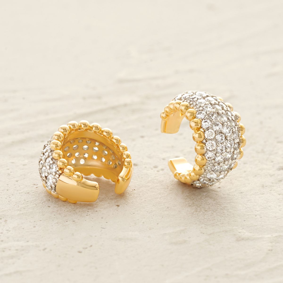 Beaded Cluster Pave Ear Cuffs