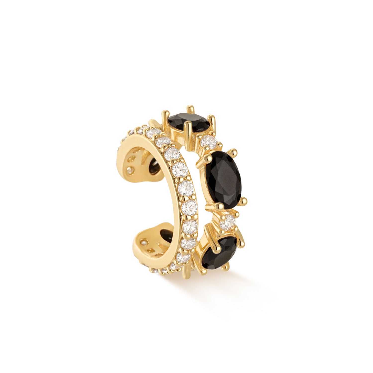MYEARS® Black Onyx Ear Cuff No Piercing Earrings for women, featuring elegant gold design, perfect for everyday wear and as a stylish gift