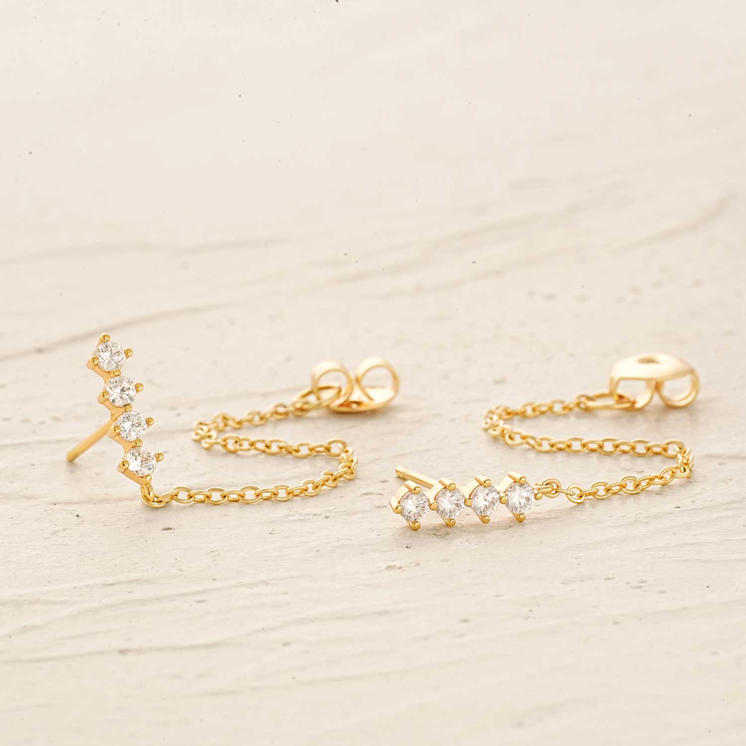 Quartet Chain Stud Earring Drop