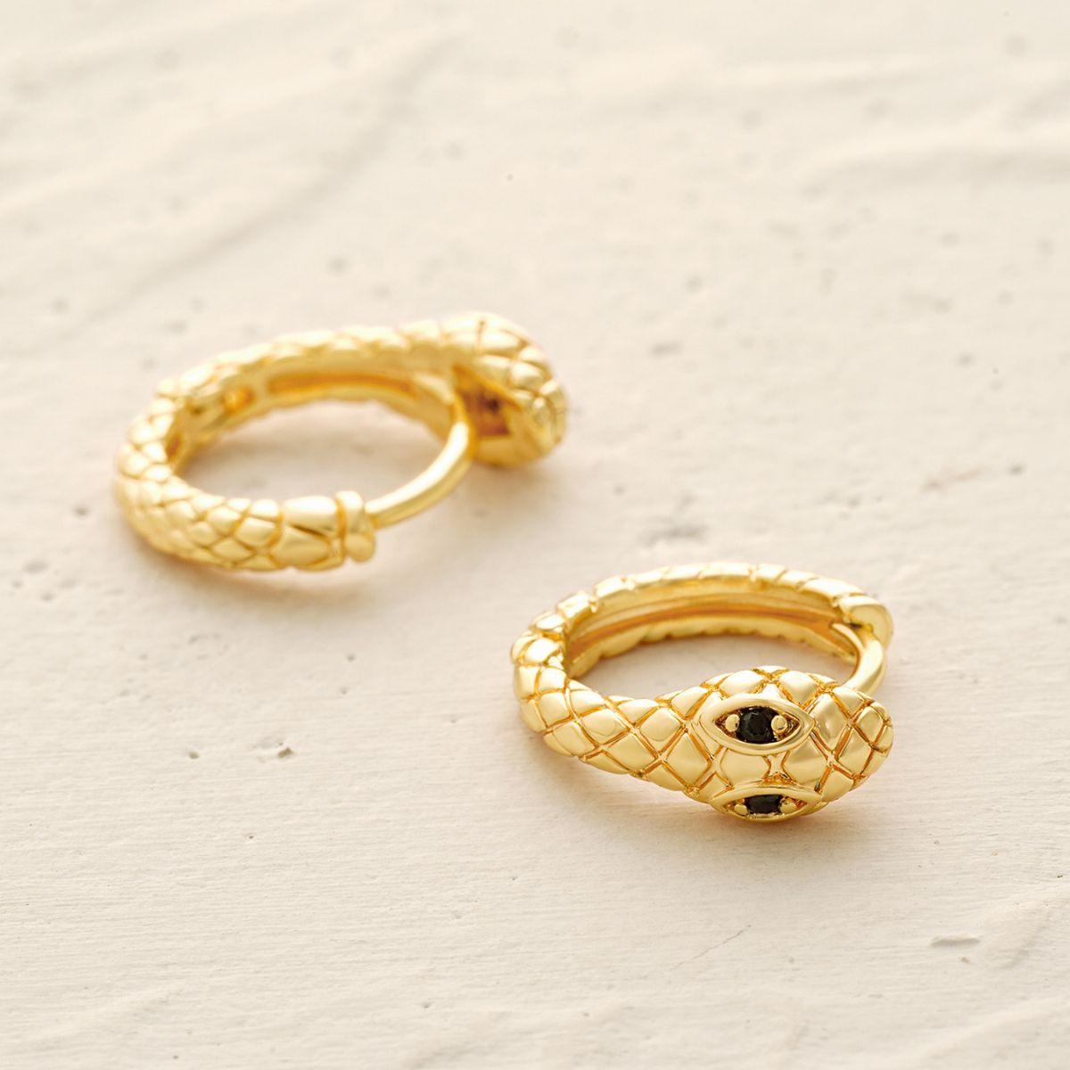 Gem Snake Huggie Earrings