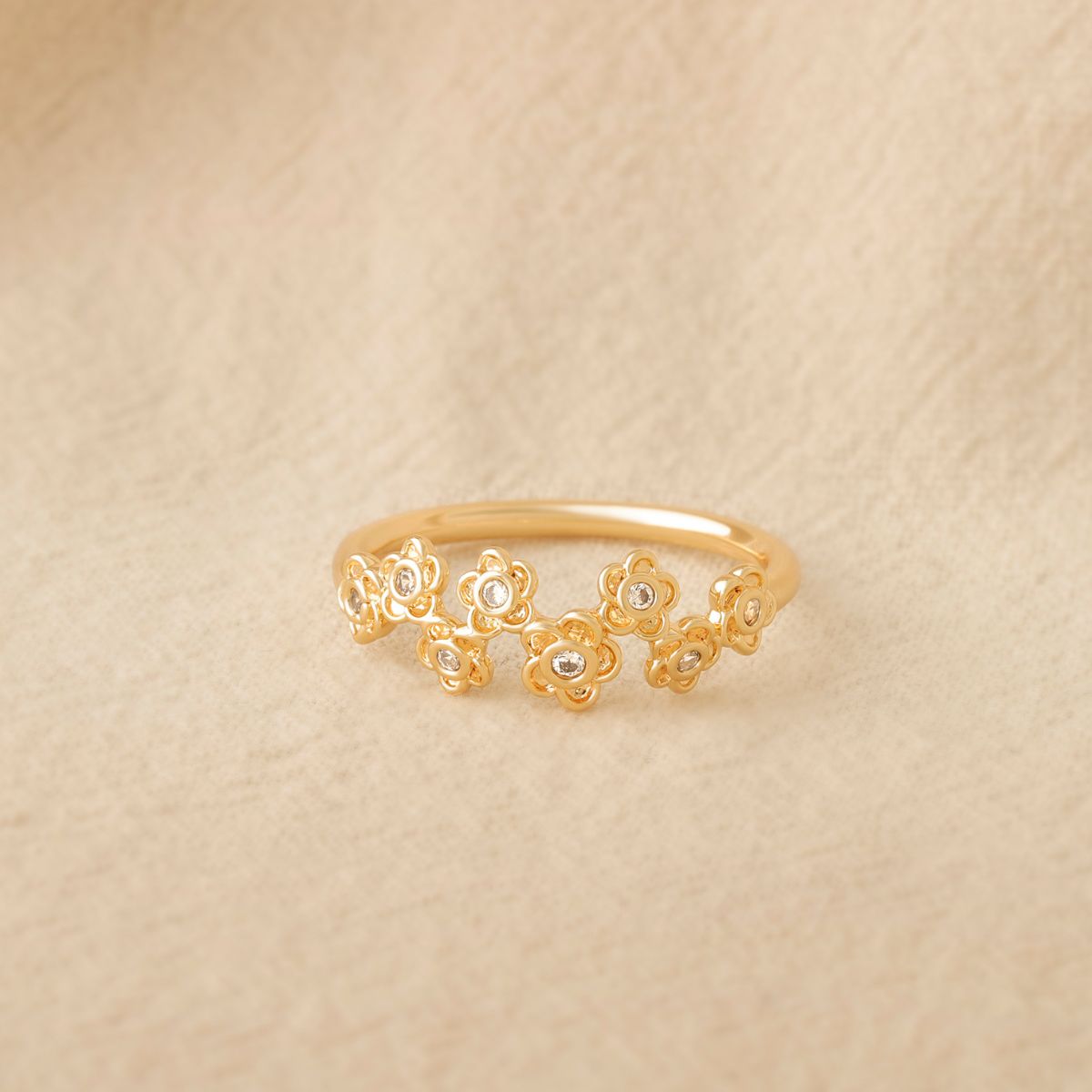 Cubic Zirconia Stack Flower Ring