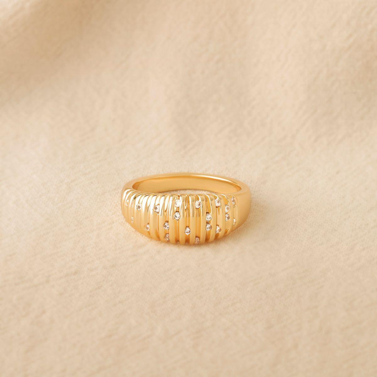 Cubic Zirconia Stack Ribbed Ring