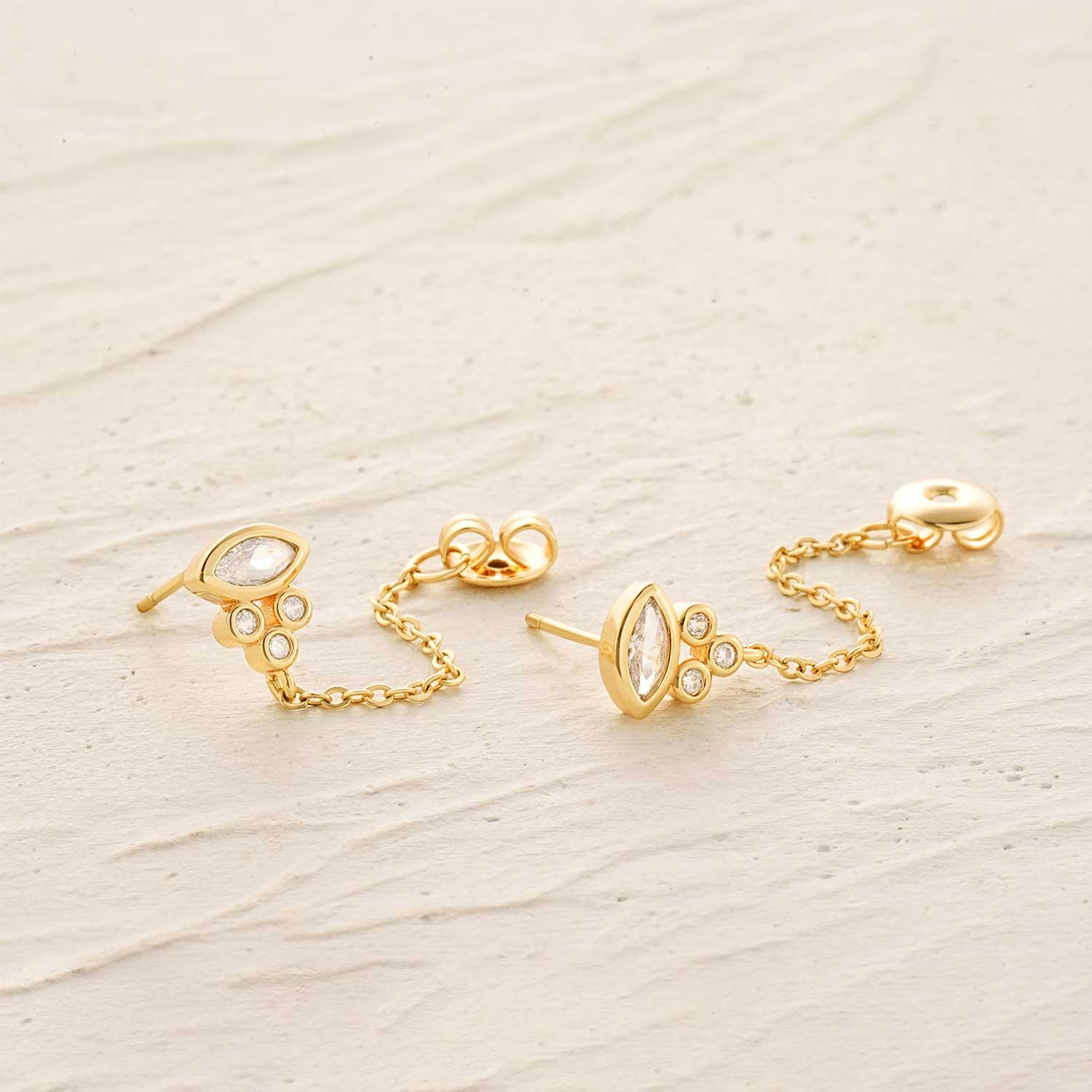 Evil Eye Dangle Stud Earrings