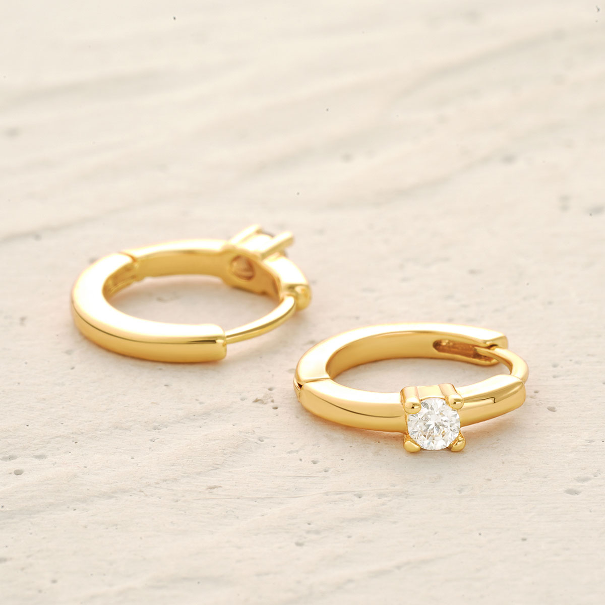 Single CZ Sleeper Hoop Earrings