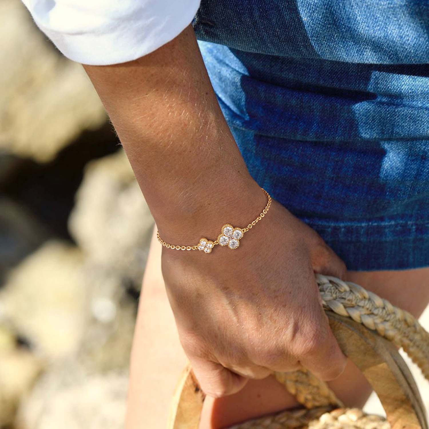 Birthstone Clover Charm Bracelet