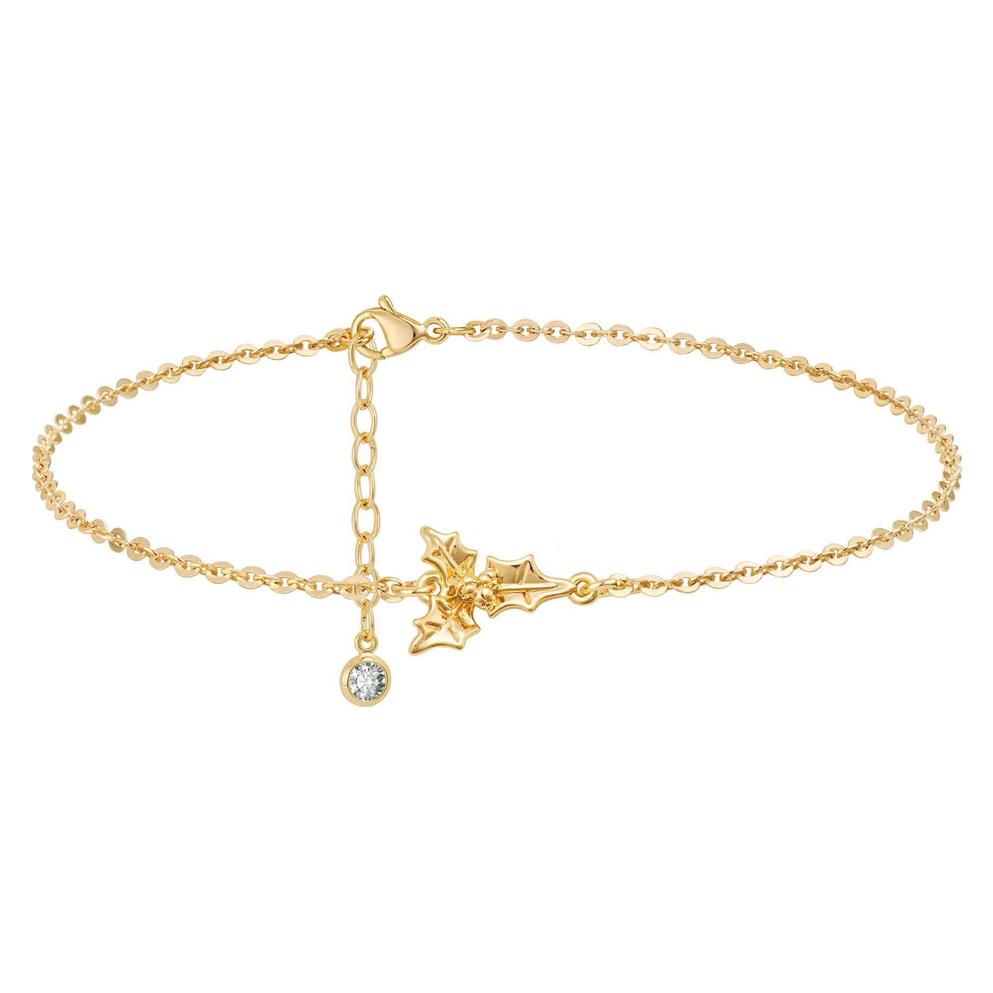 Gold Birth Flower Charm Bracelet