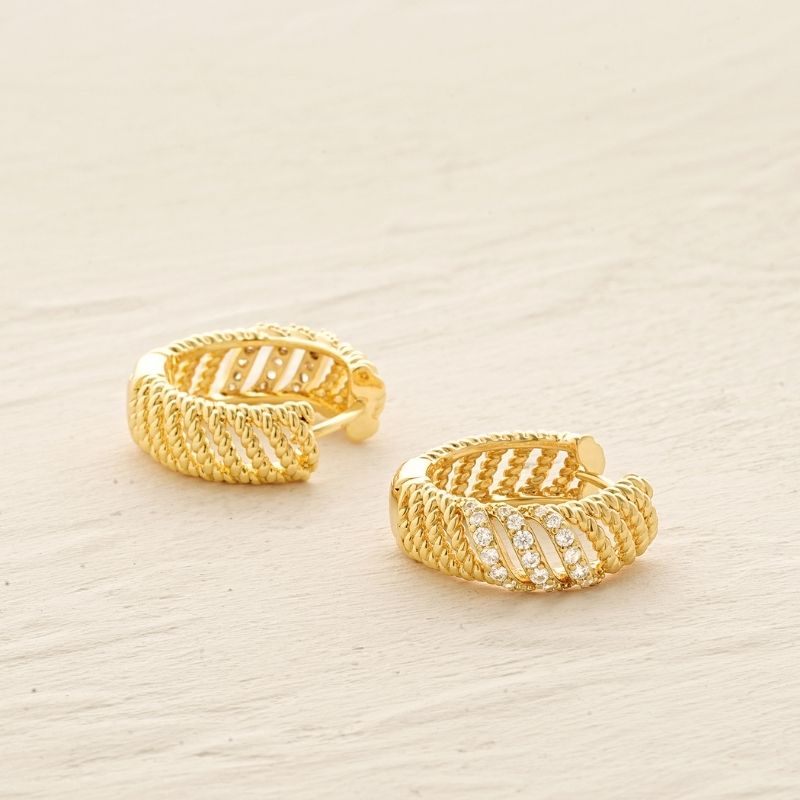 Twisted Huggie Hoop Earrings