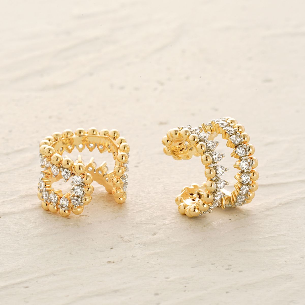 Double Beaded Pave Ear Cuffs