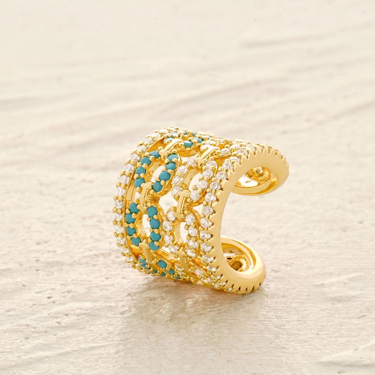 Turquoise Double Chain Ear Cuffs