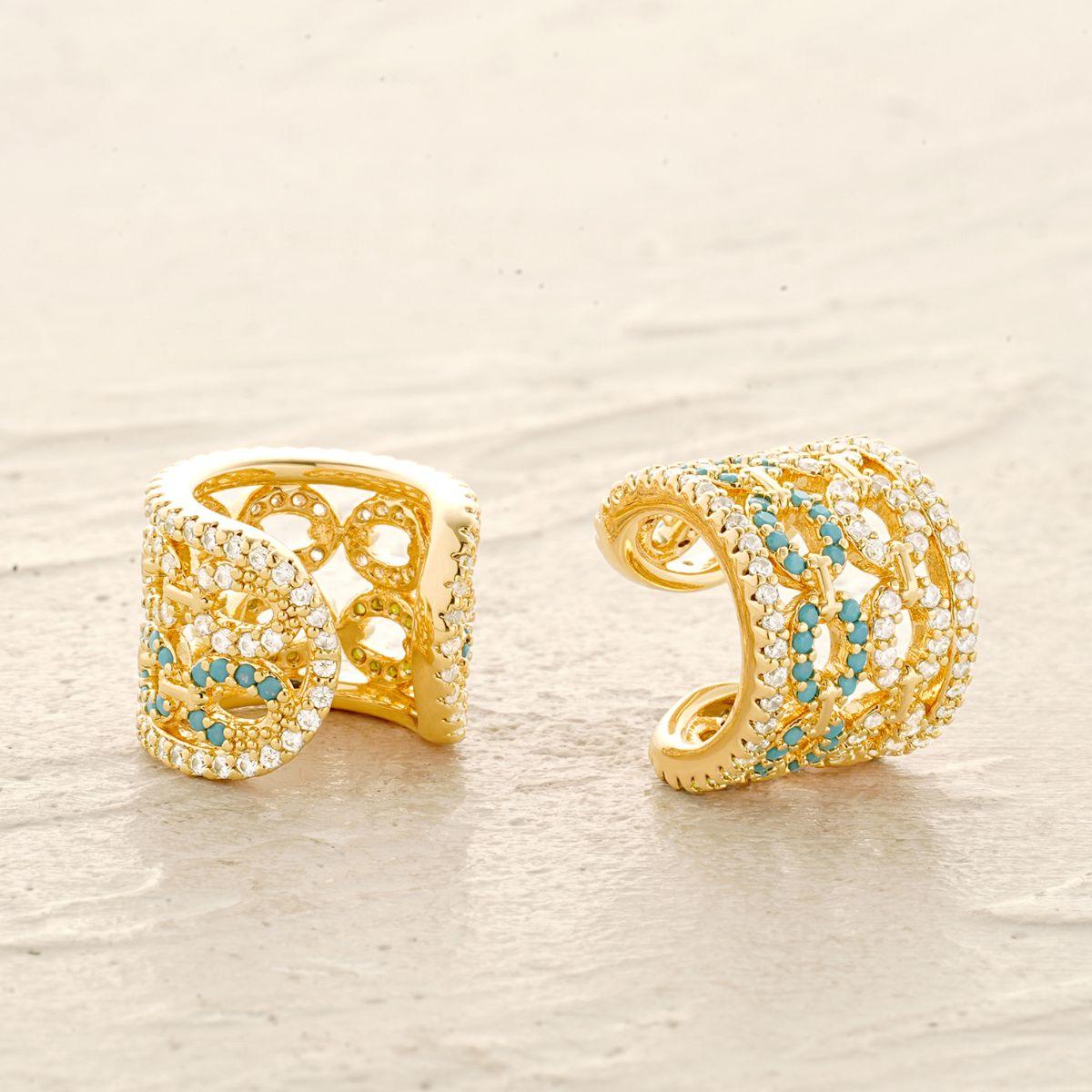 Turquoise Double Chain Ear Cuffs
