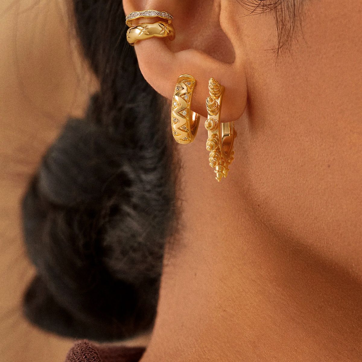 Cubic Zirconia Hoop Ear Cuffs