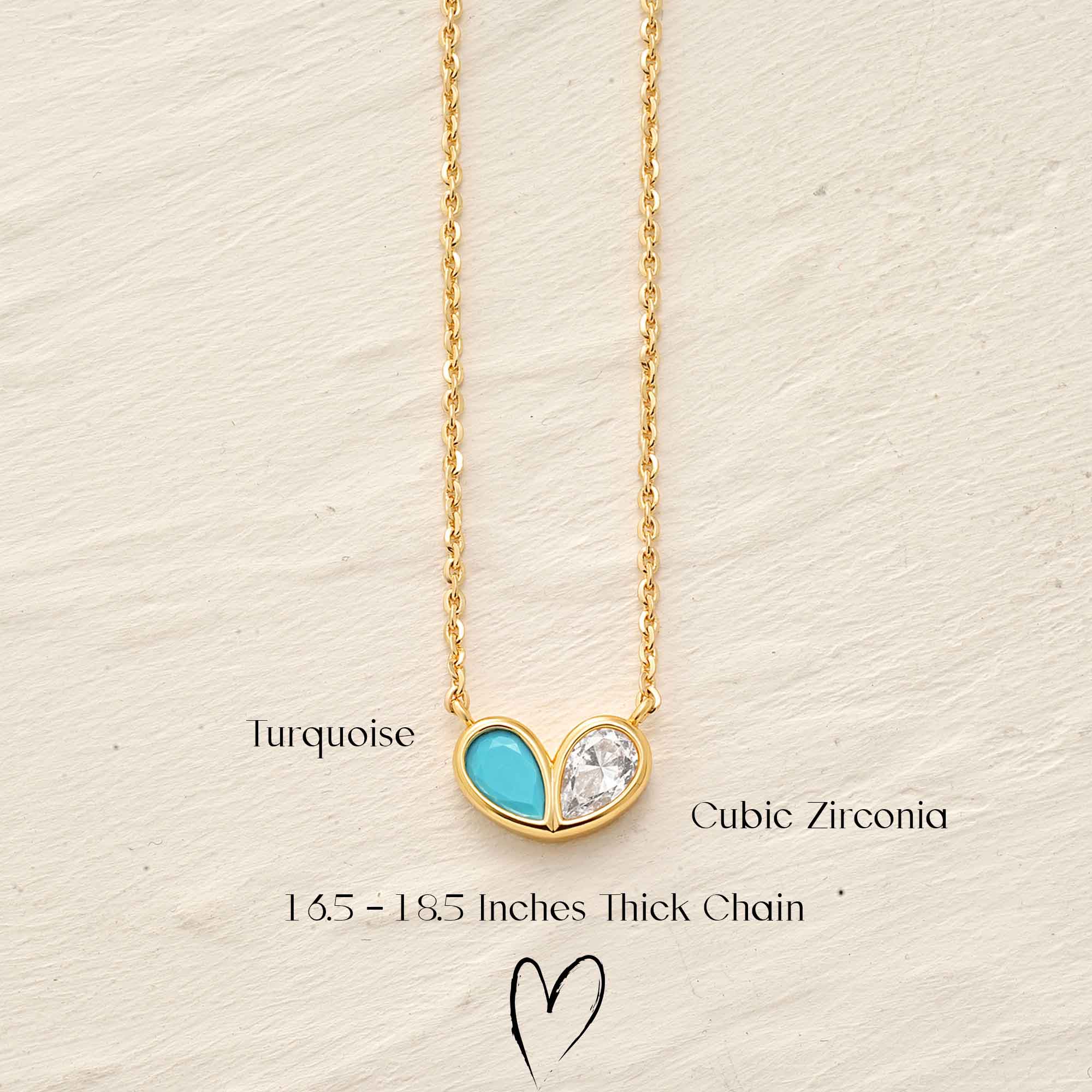 Heart Twe Stone Necklace